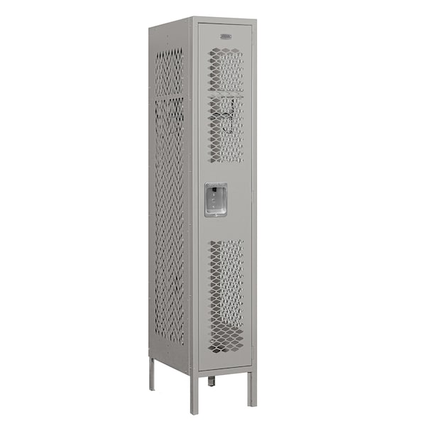 1 Tier Vented Locker, 12"Wx66"Hx18"D, 1 Door, Gray, Unassembled